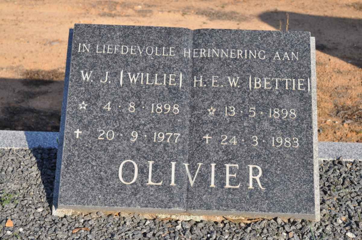OLIVIER W.J. 1898-1977 &amp; H.E.W. 1898-1983