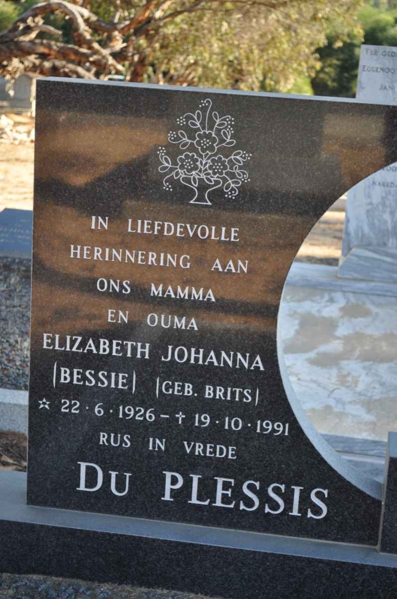 PLESSIS Elizabeth Johanna, du nee BRITS 1926-1991