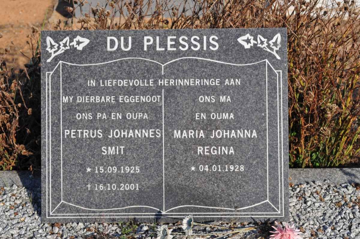 PLESSIS Petrus Johannes Smit, du 1925-2001 &amp; Maria Johanna Regina 1928-
