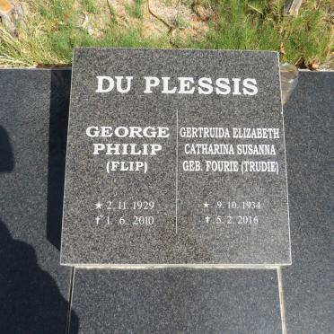 PLESSIS George Philip, du 1929-2010 & Gertruida Elizabeth Catharina Susanna FOURIE 1934-2016
