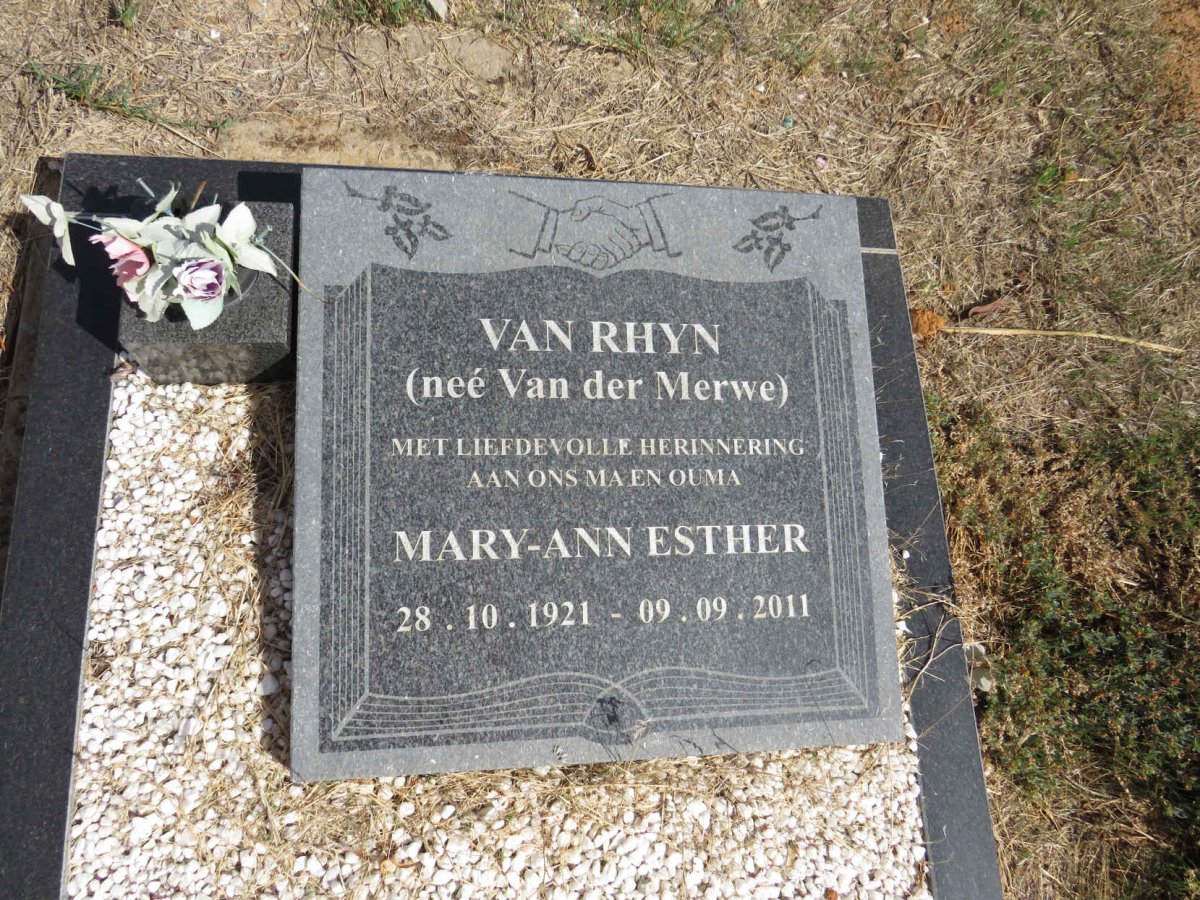 RHYN Mary-Ann Esther, van nee VAN DER MERWE 1921-2011