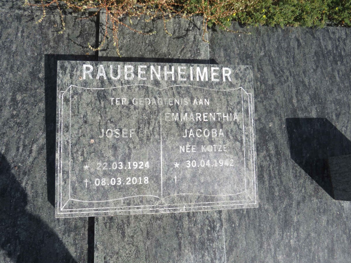 RAUBENHEIMER Josef 1924-2018 & Emmarenthia Jacoba KOTZE 1942-