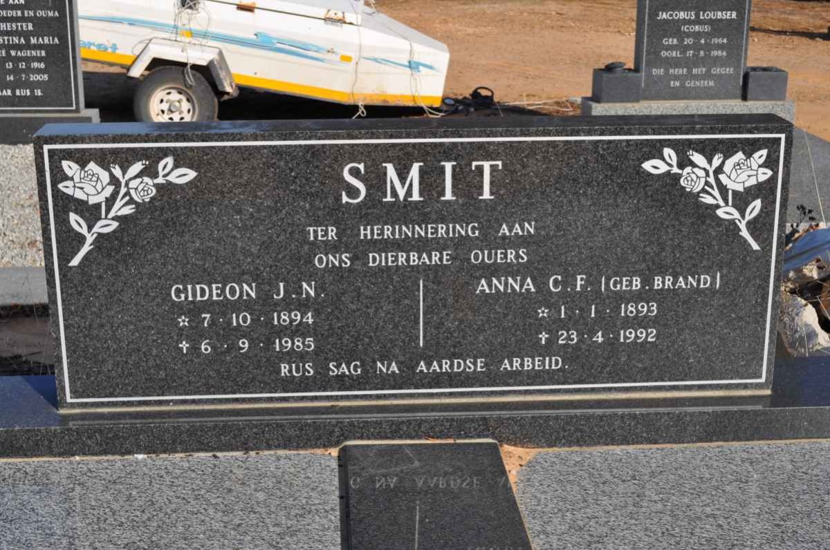SMIT Gideon J.N. 1894-1985 &amp; Anna C.F. BRAND 1893-1992
