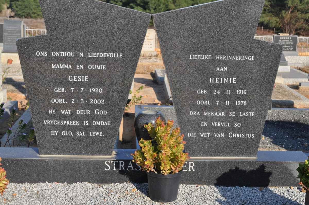 STRASSBERGER Heinie 1916-1978 &amp; Gesie 1920-2002