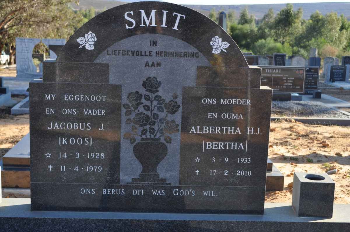 SMIT Jacobus J. 1928-1979 &amp; Albertha H.J. 1933-2010