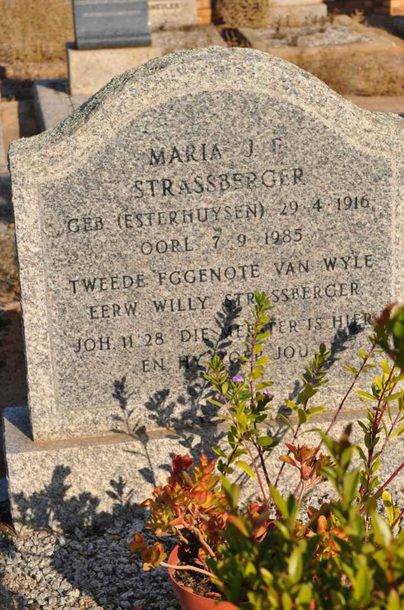 STRASSBERGER Maria J.F. nee ESTERHUYSEN 1916-1985