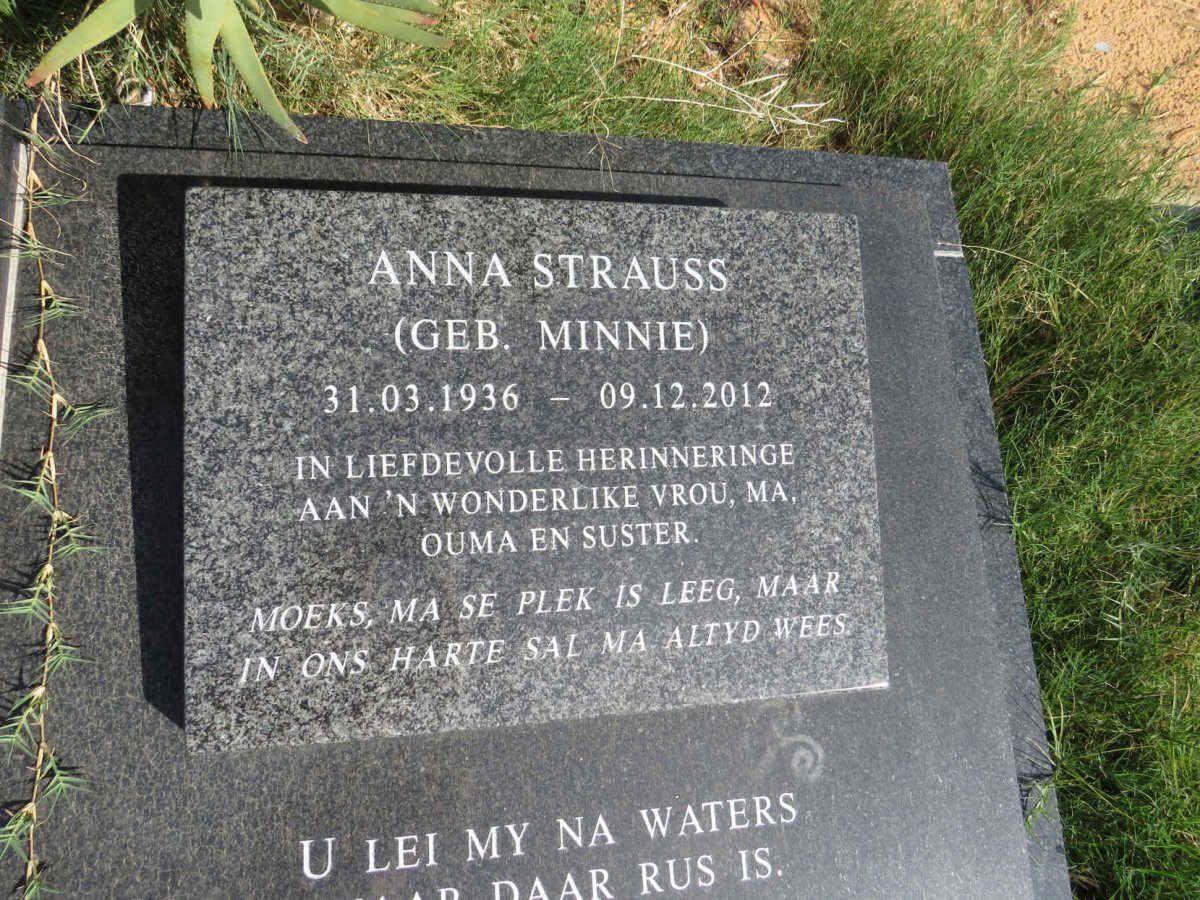 STRAUSS Willem Jacobus 1924-2022 & Anna MINNIE 1936-2012 :: STRAUS Loffie 1956-2011_2
