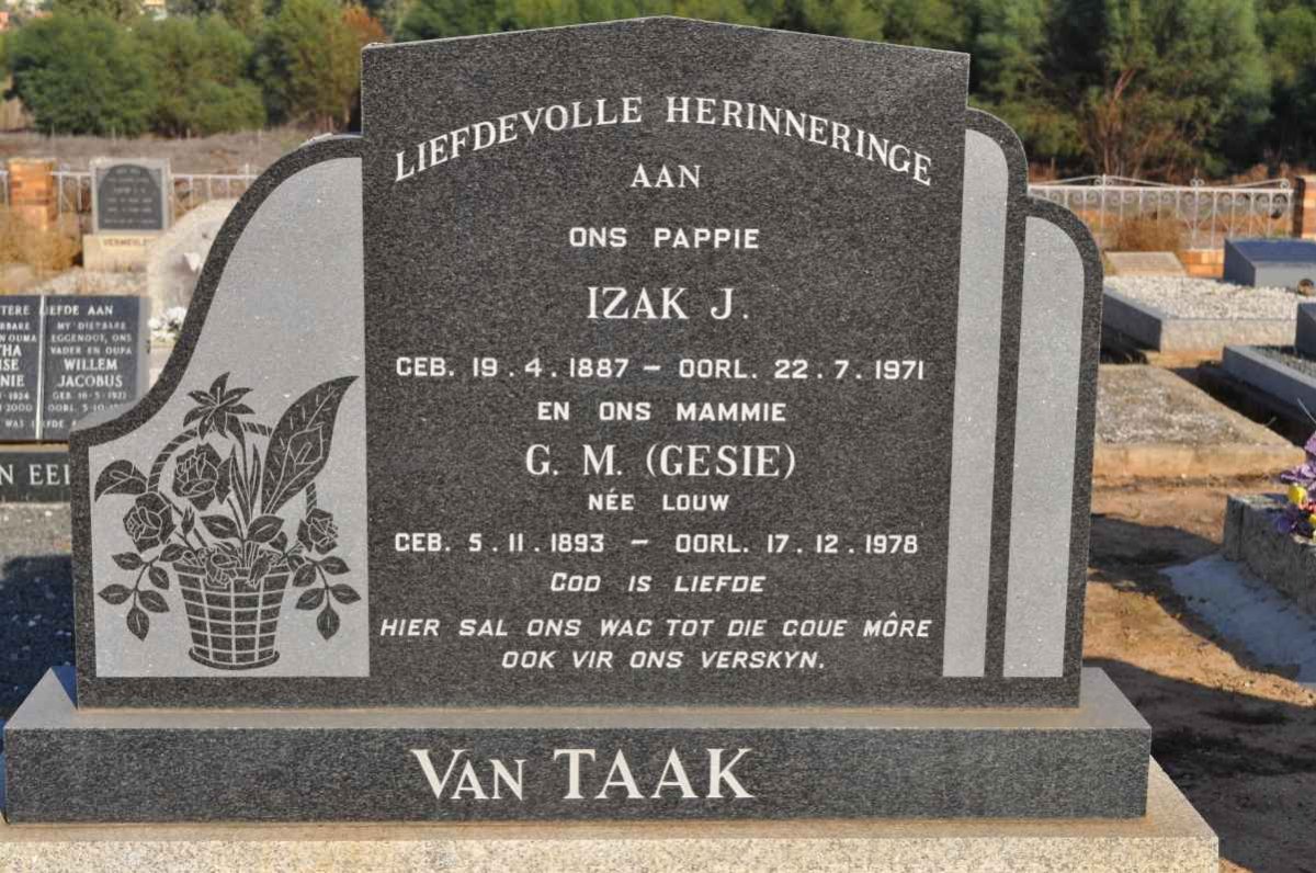 TAAK Izak J., van 1887-1971 &amp; G.M. LOUW 1893-1978