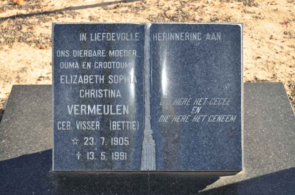 VERMEULEN Elizabeth Sophia Christina nee VISSER 1905-1991