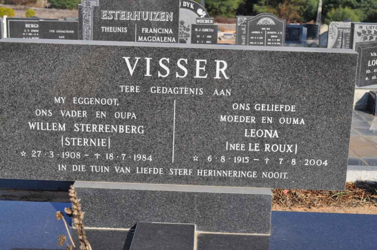 VISSER Willem Sterrenberg 1908-1984 &amp; Leona LE ROUX 1915-2004
