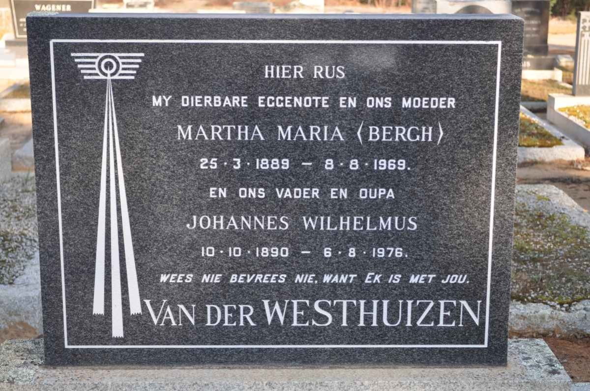 WESTHUIZEN Johannes Wilhelmus, van der 1890-1976 &amp; Martha Maria BERGH 1889-1969