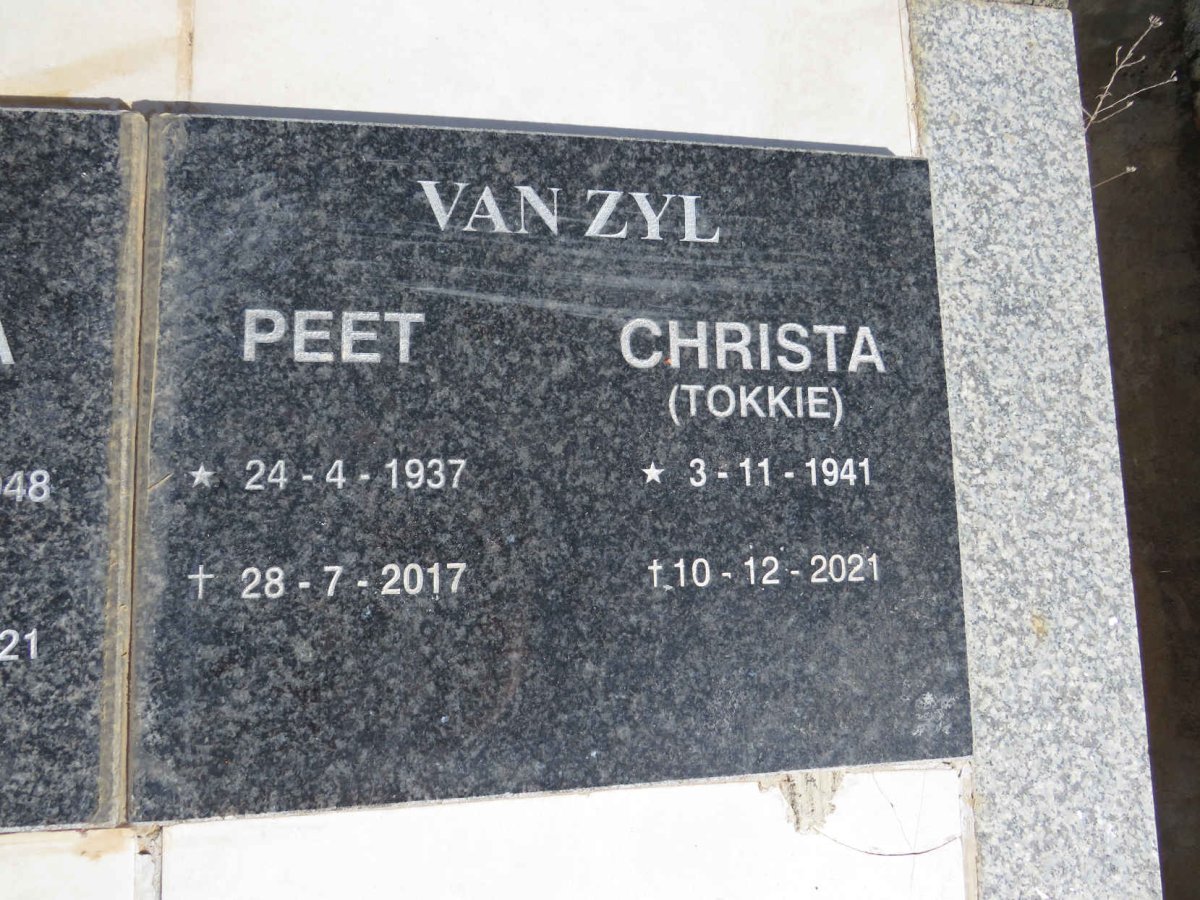 ZYL Peet, van 1937-2017 & Christa 1941-2021