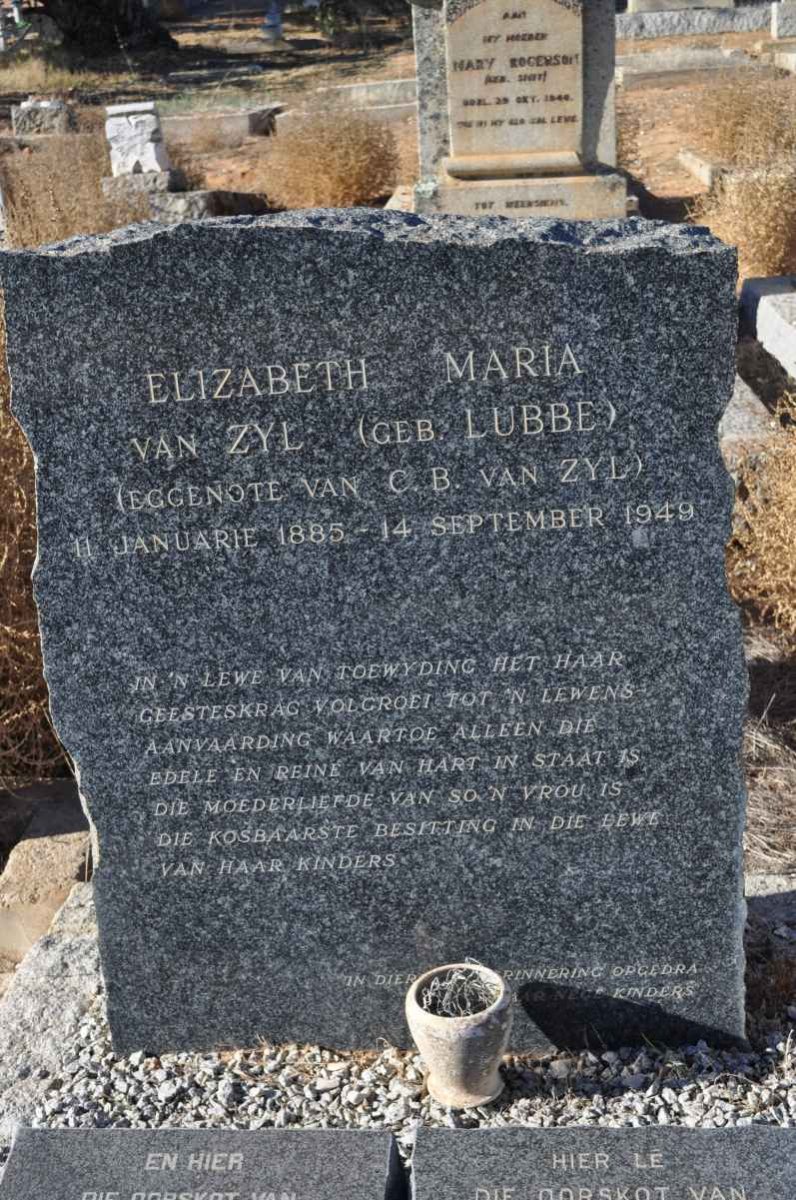 ZYL Elizabeth Maria, van nee LUBBE 1885-1949