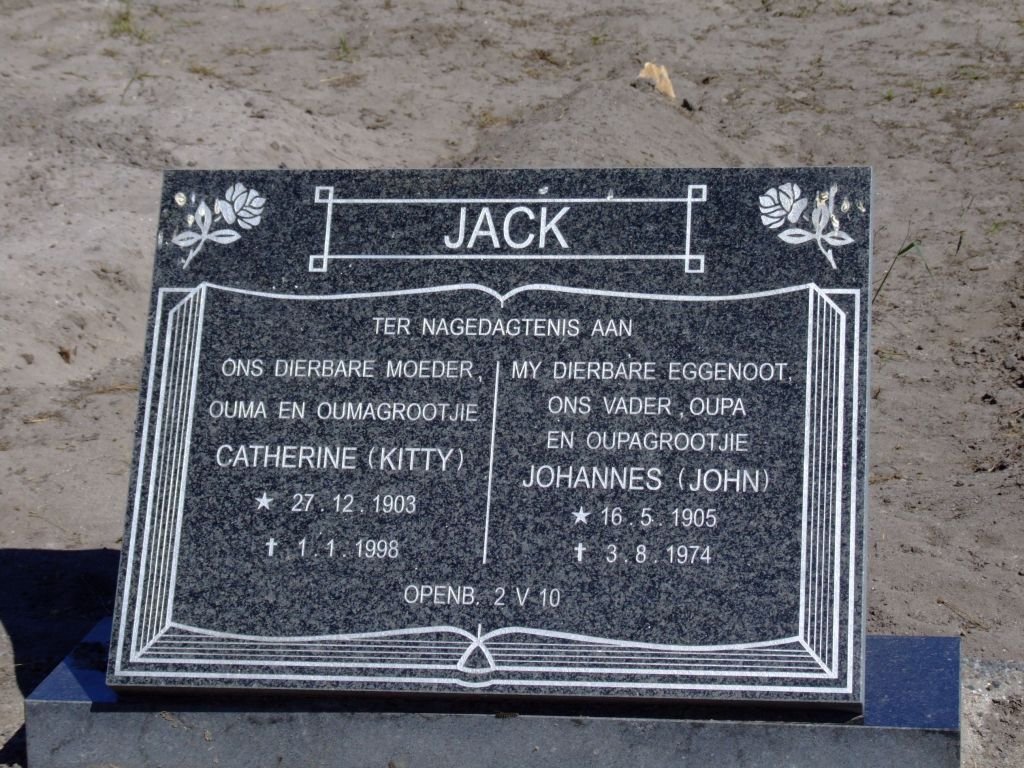 JACK Johannes 1905-1974 &amp; Catherine 1903-1998