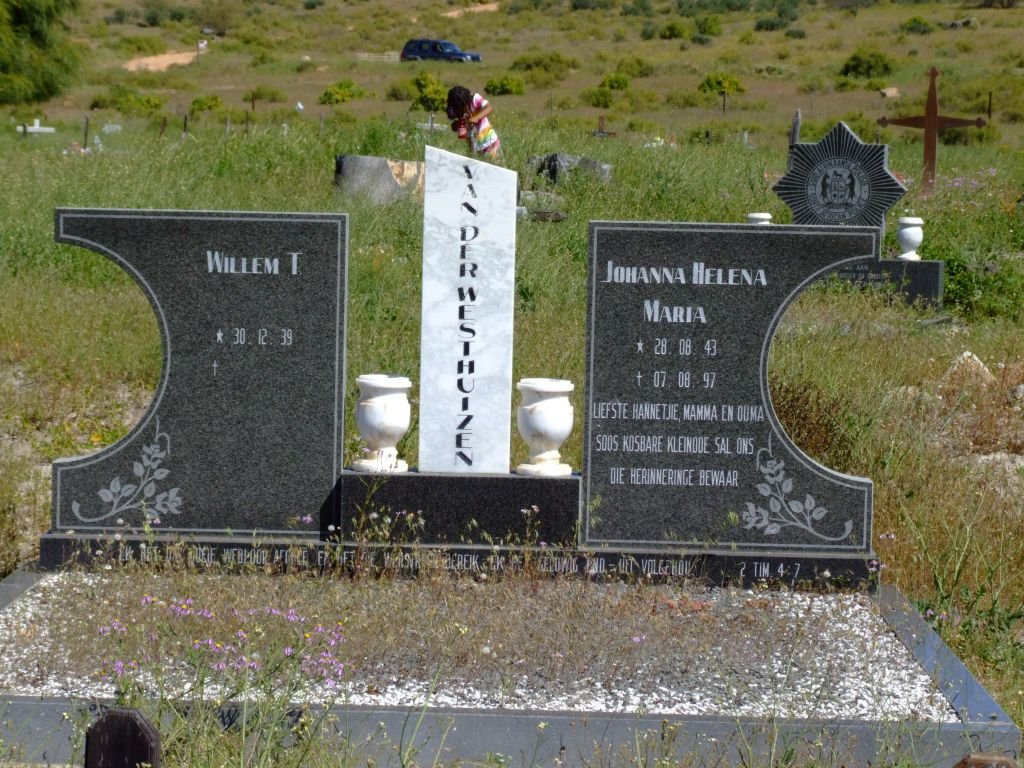WESTHUIZEN Willem T., van der 1939- &amp; Johanna Helena Maria 1943-1997