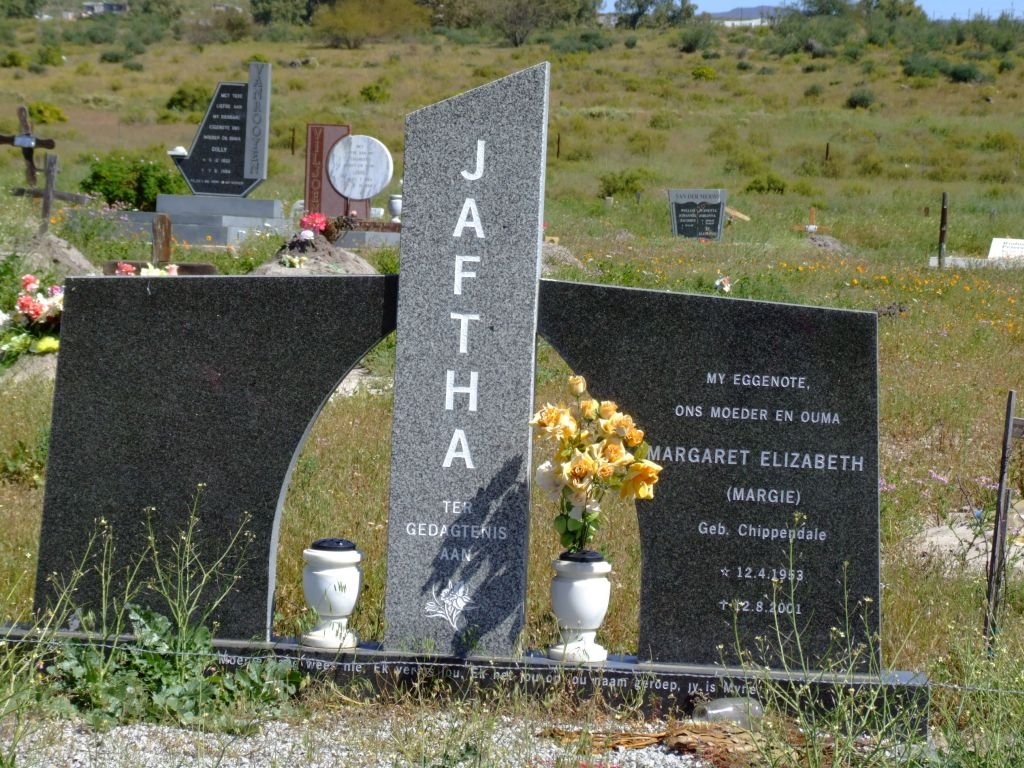JAFTHA Margaret Elizabeth nee CHIPPENDALE 1953-2001