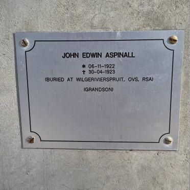 ASPINALL John Edwin 1922-1923