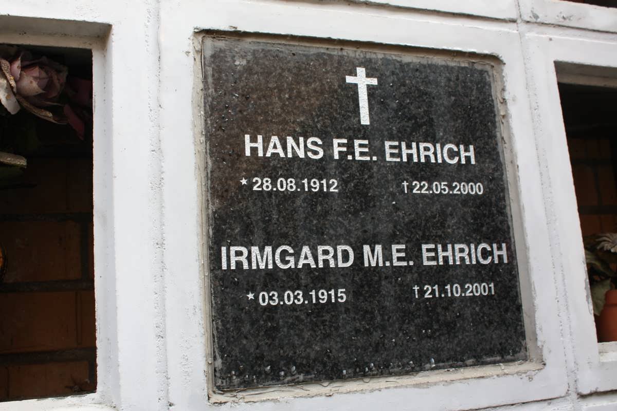 EHRICH Hans F.E. 1912-2000 &amp; Irmgard M.E. 1915-2001