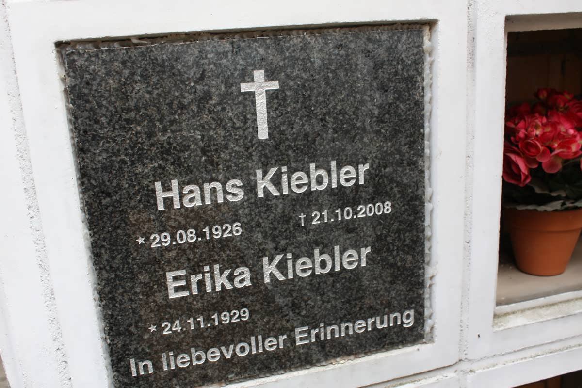 KIEBLER Hans 1926-2008 &amp; Erika 1929-