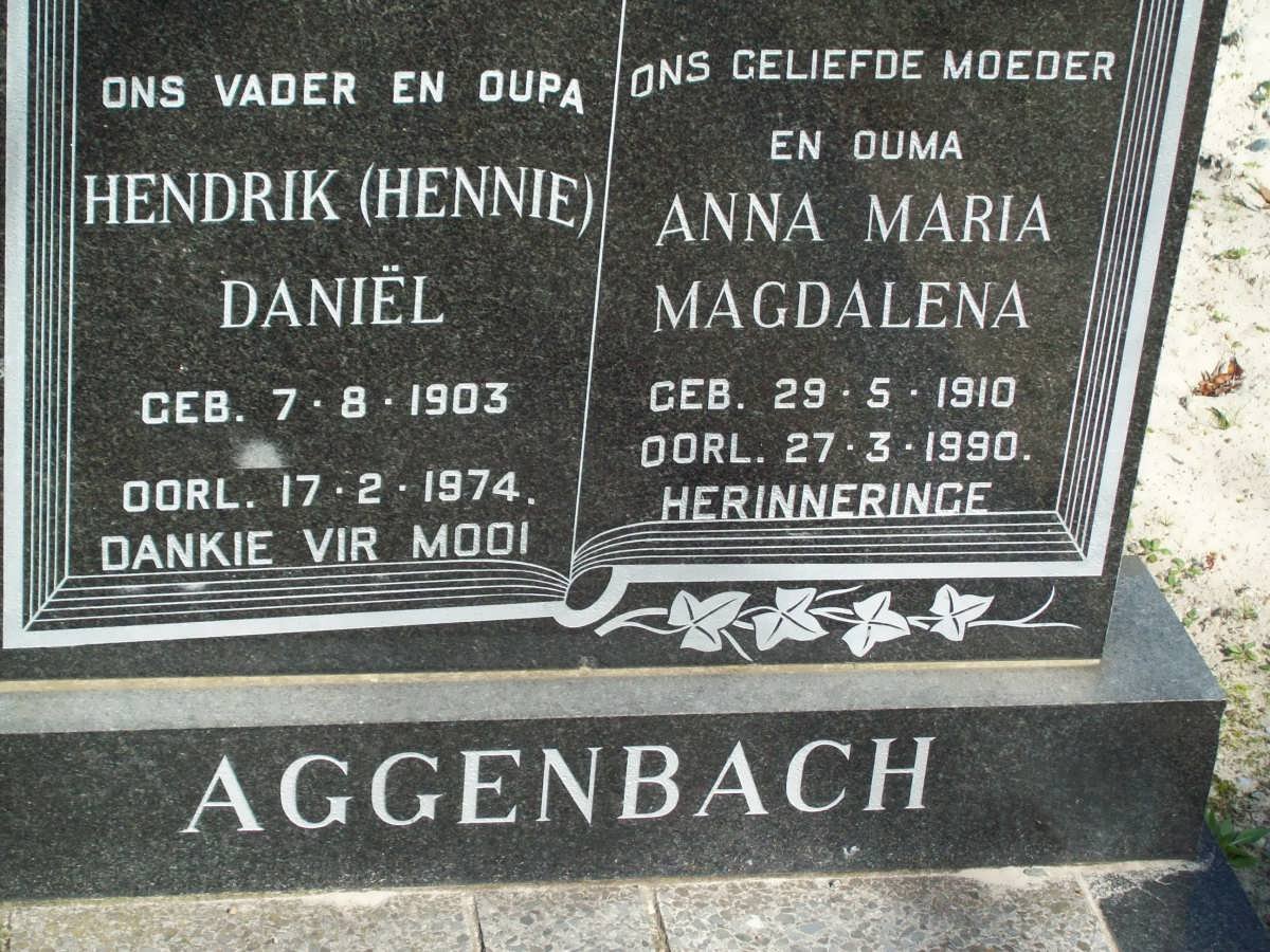 AGGENBACH Hendrik Daniel 1903-1974 &amp; Anna Maria Magdalena 1910-1990