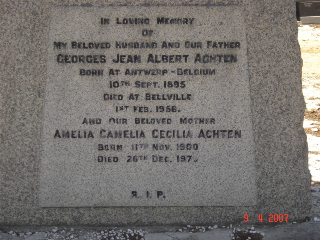 ACHTEN Georges Jean Albert 1895-1956 &amp; Amelia Camelia Cecilia 1900-197?