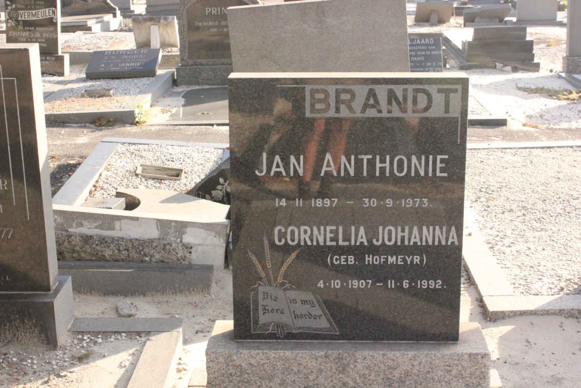 BRANDT Jan Anthonie 1897-1973 &amp; Cornelia Johanna HOFMEYR 1907-1992