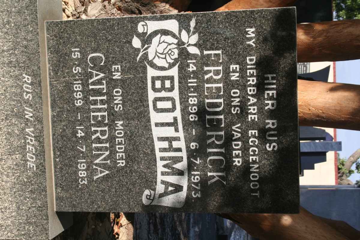 BOTHMA Frederick 1896-1973 &amp; Catherina 1899-1983