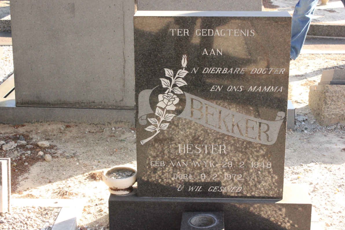 BEKKER Hester nee VAN WYK 1948-1972