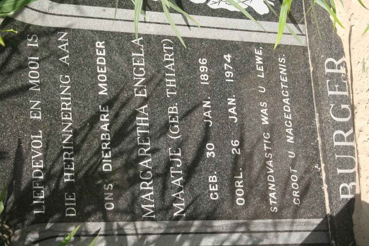 BURGER Margaretha Engela Maatje nee THIART 1896-1974