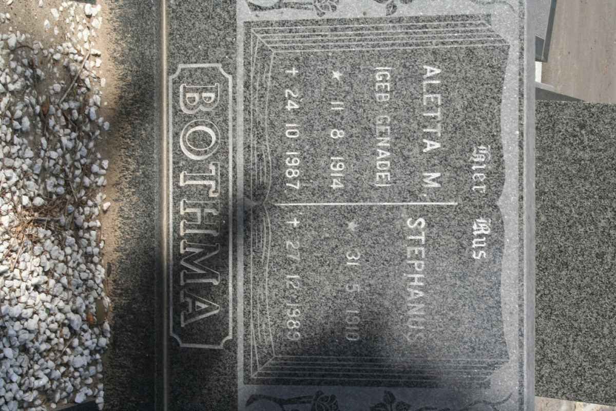 BOTHMA Stephanus 1910-1989 &amp; Aletta M. GENADE 1914-1987