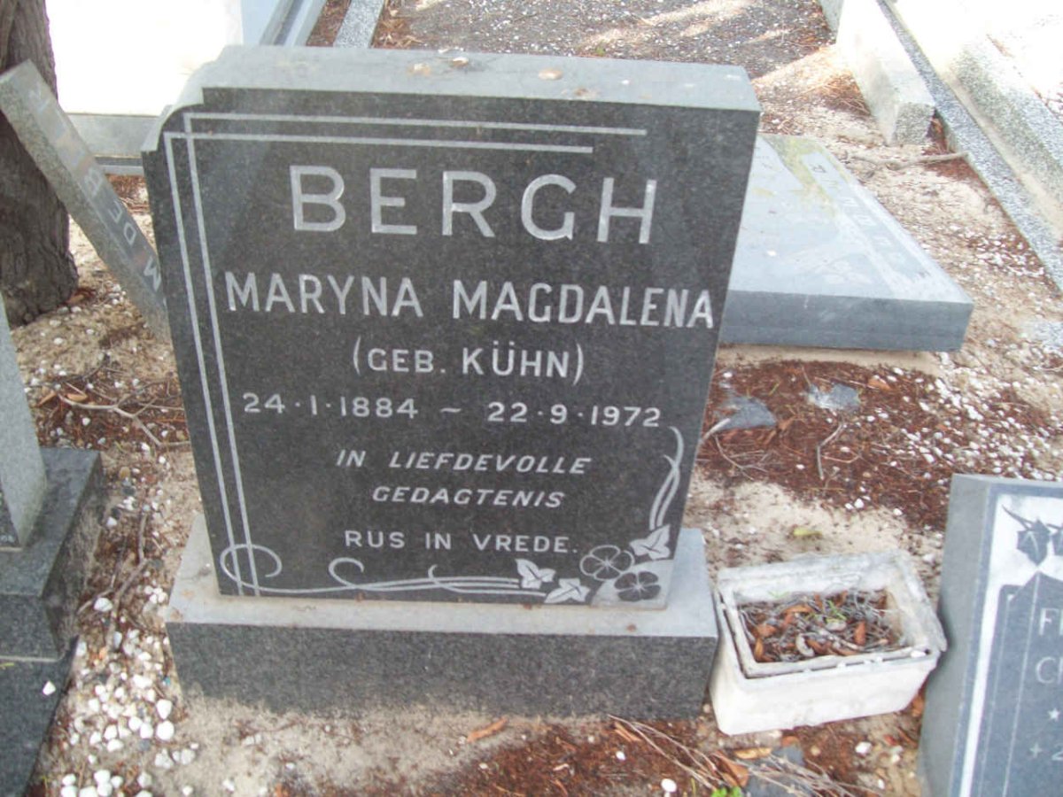 BERGH Maryna Magdalena nee KÜHN 1884-1972