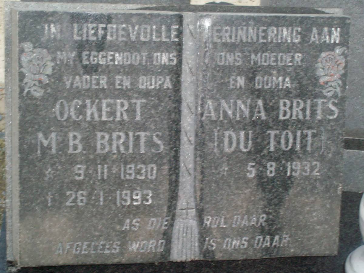 BRITS Ockert M.B. 1930-1993 &amp; Anna DU TOIT 1932-