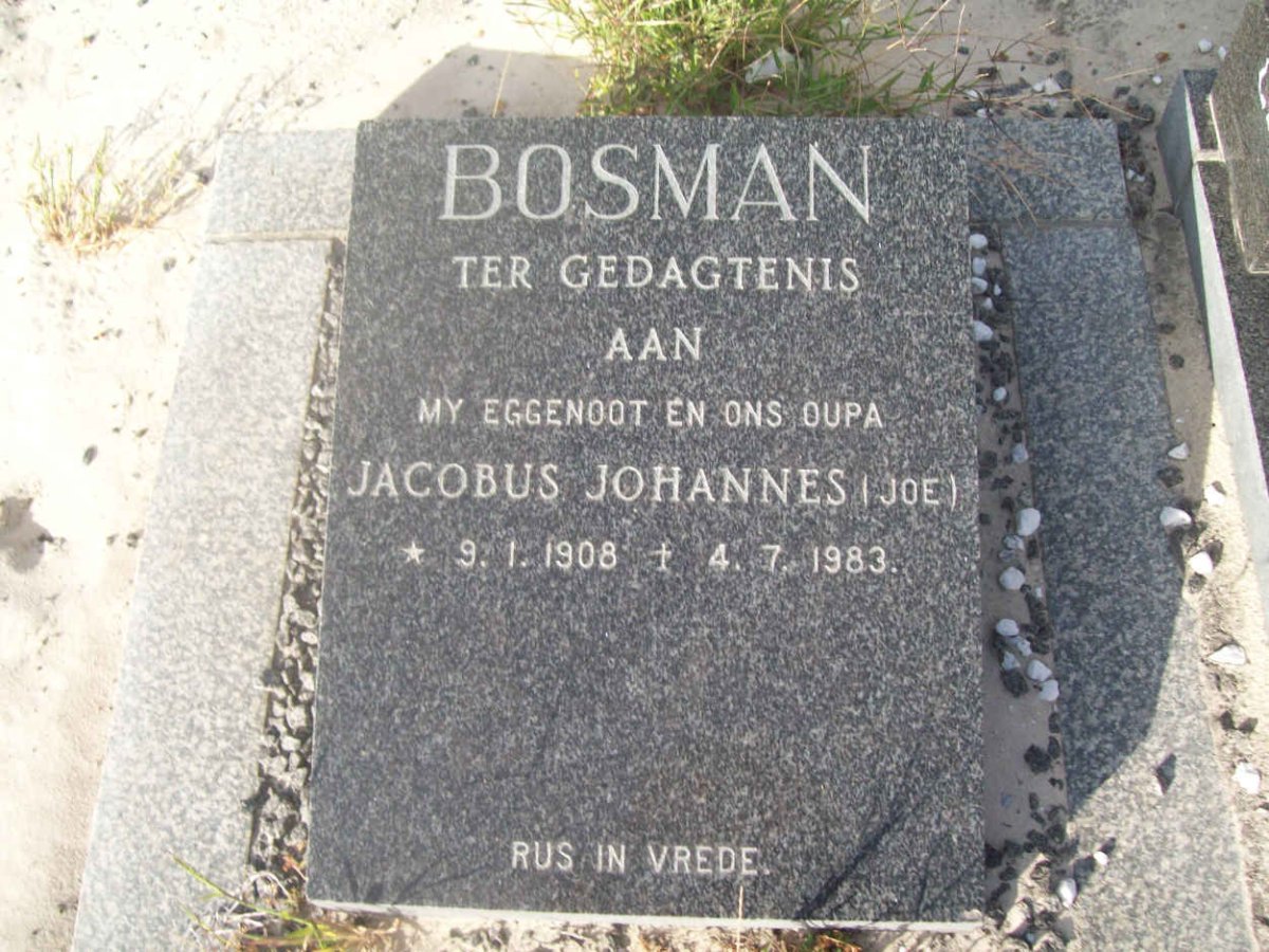 BOSMAN Jacobus Johannes 1908-1983