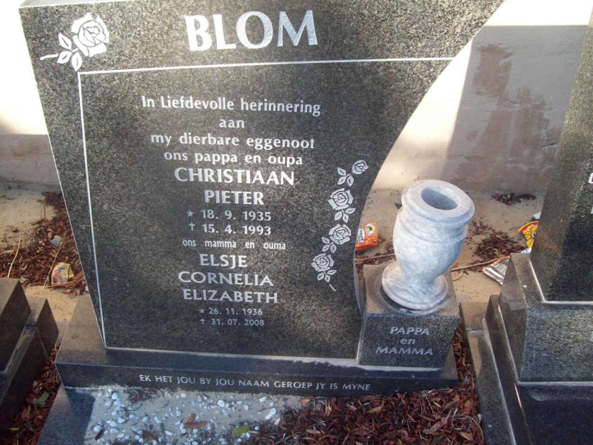 BLOM Christiaan Pieter 1935-1993 &amp; Elsje Cornelia Elizabeth 1936-2008