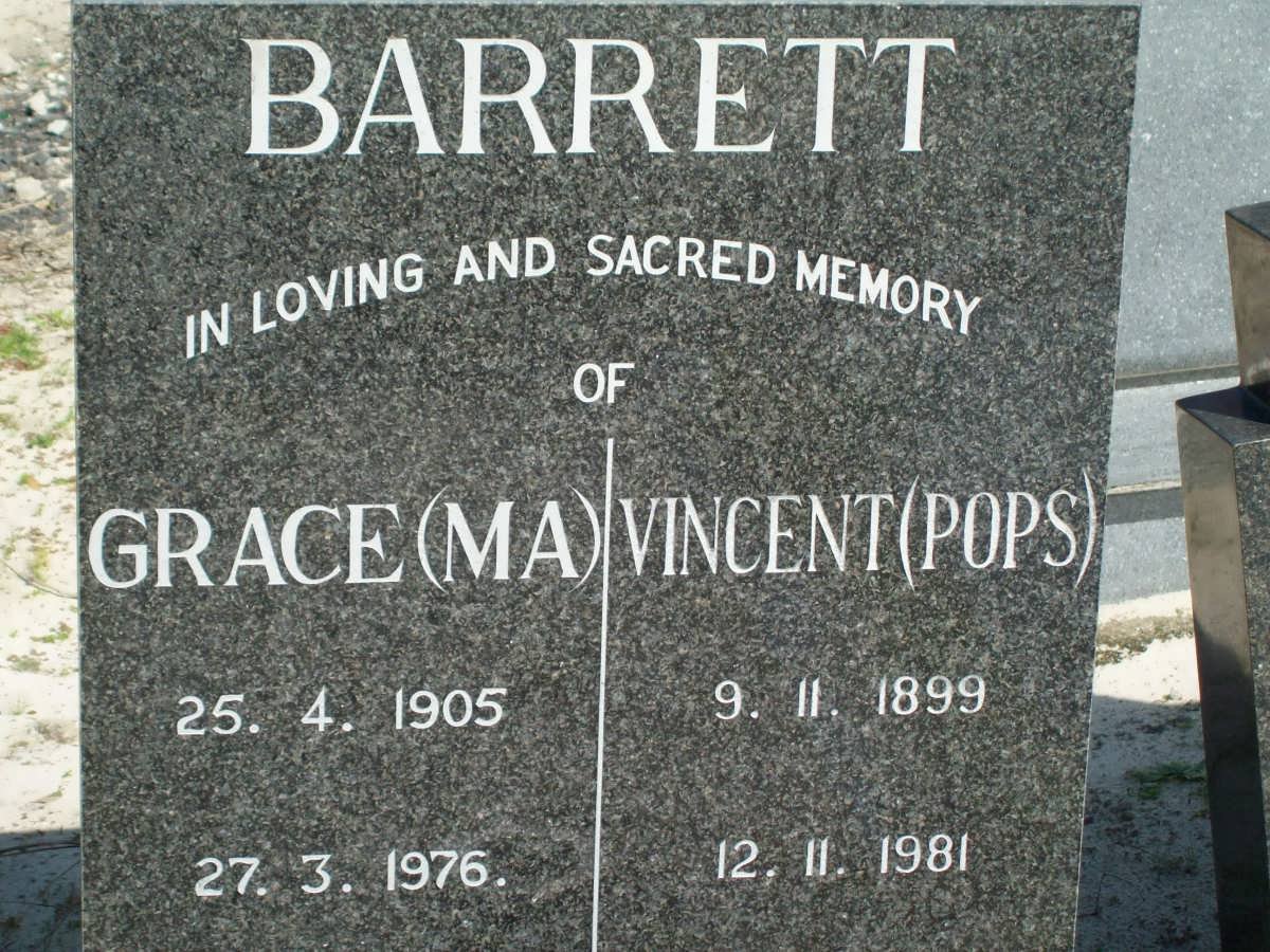 BARRETT Vincent 1899-1981 &amp; Grace 1905-1976