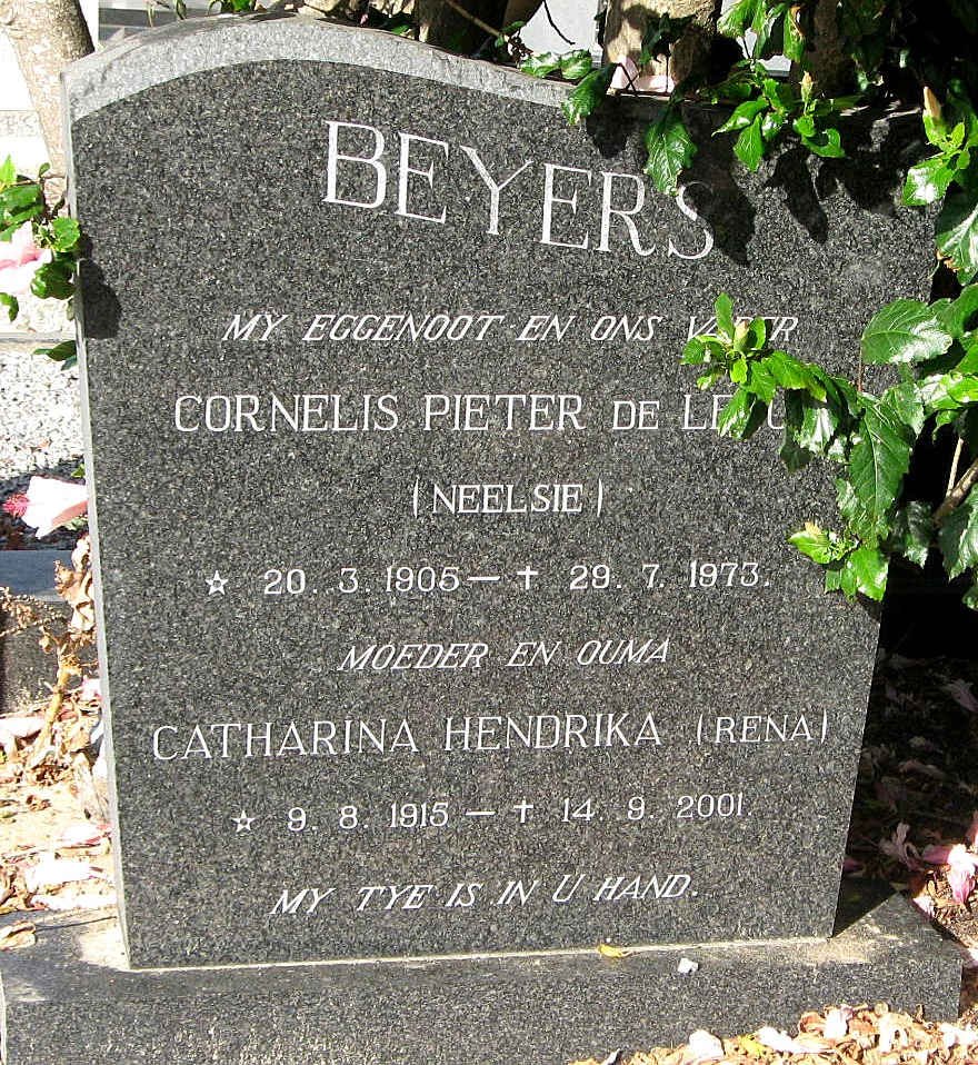 BEYERS Cornelis Pieter de Le? 1905-1973 &amp; Catharina Hendrika 1915-2001