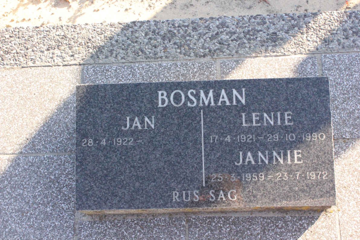 BOSMAN Jan 1922- &amp; Lenie 1921-1990 :: BOSMAN Jannie 1959-1972