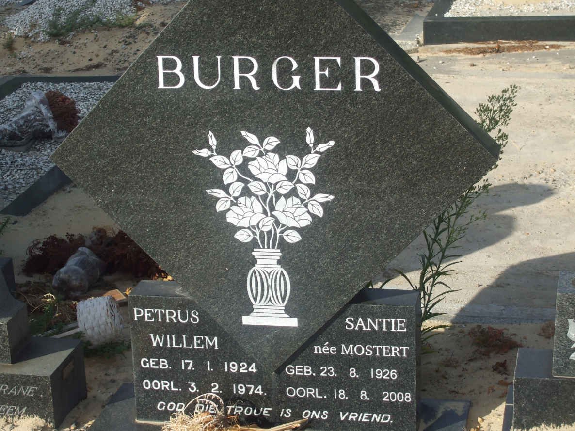 BURGER Petrus Willem 1924-1974 &amp; Santie MOSTERT 1926-2008