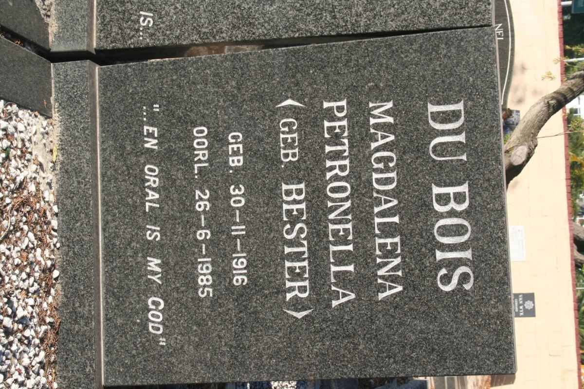 BOIS Magdalena Petronella, du nee BESTER 1916-1985