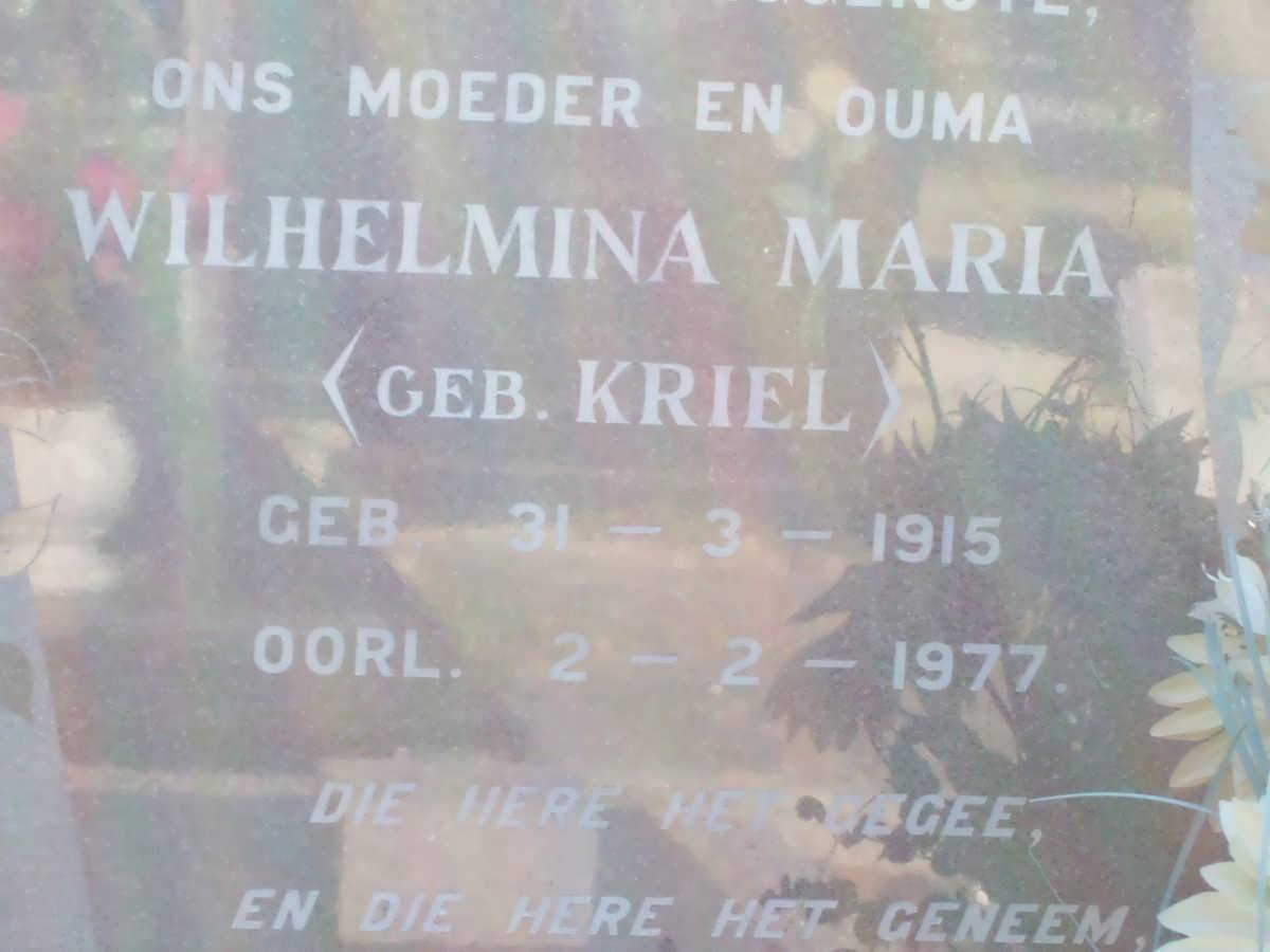 BOTES Wilhelmina Maria nee KRIEL 1915-1977