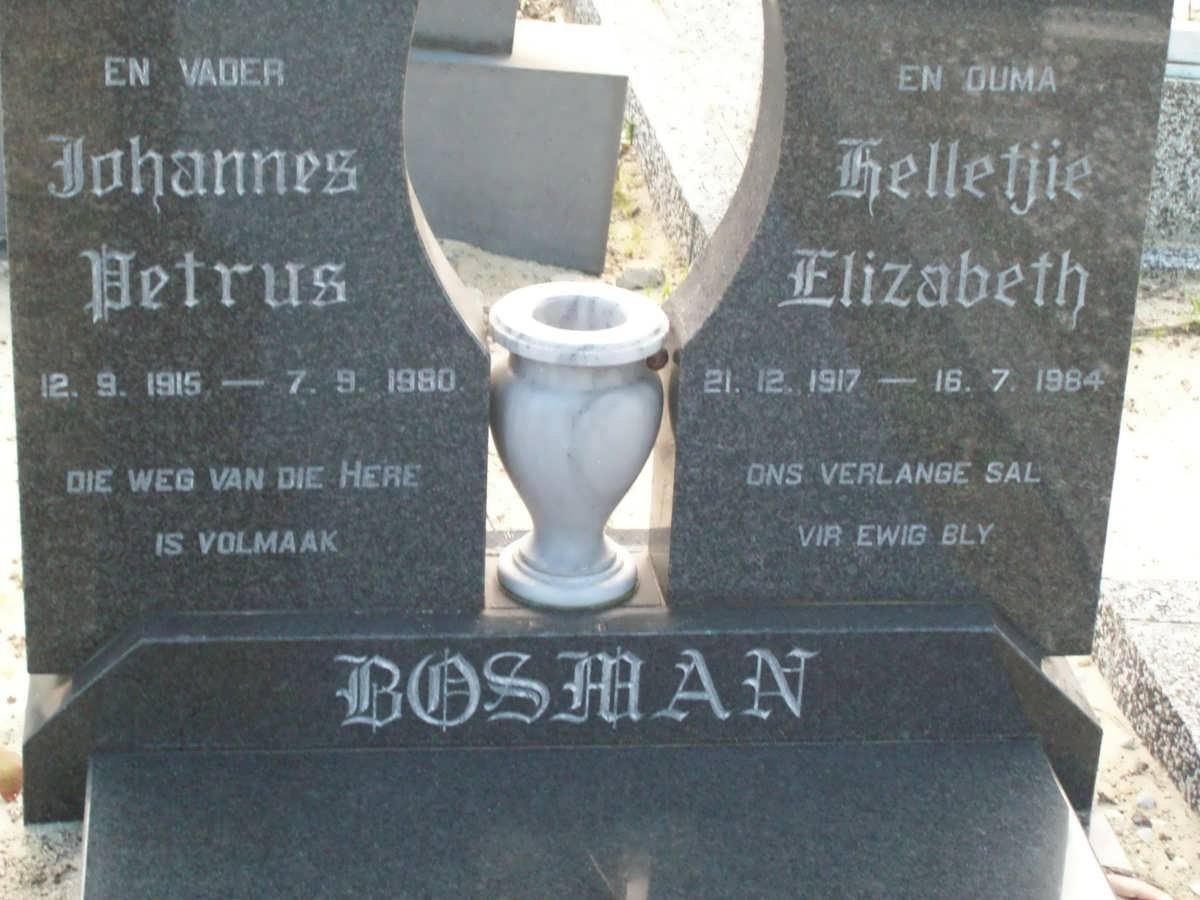 BOSMAN Johannes Petrus 1915-1980 &amp; Helletjie Elizabeth 1917-1984