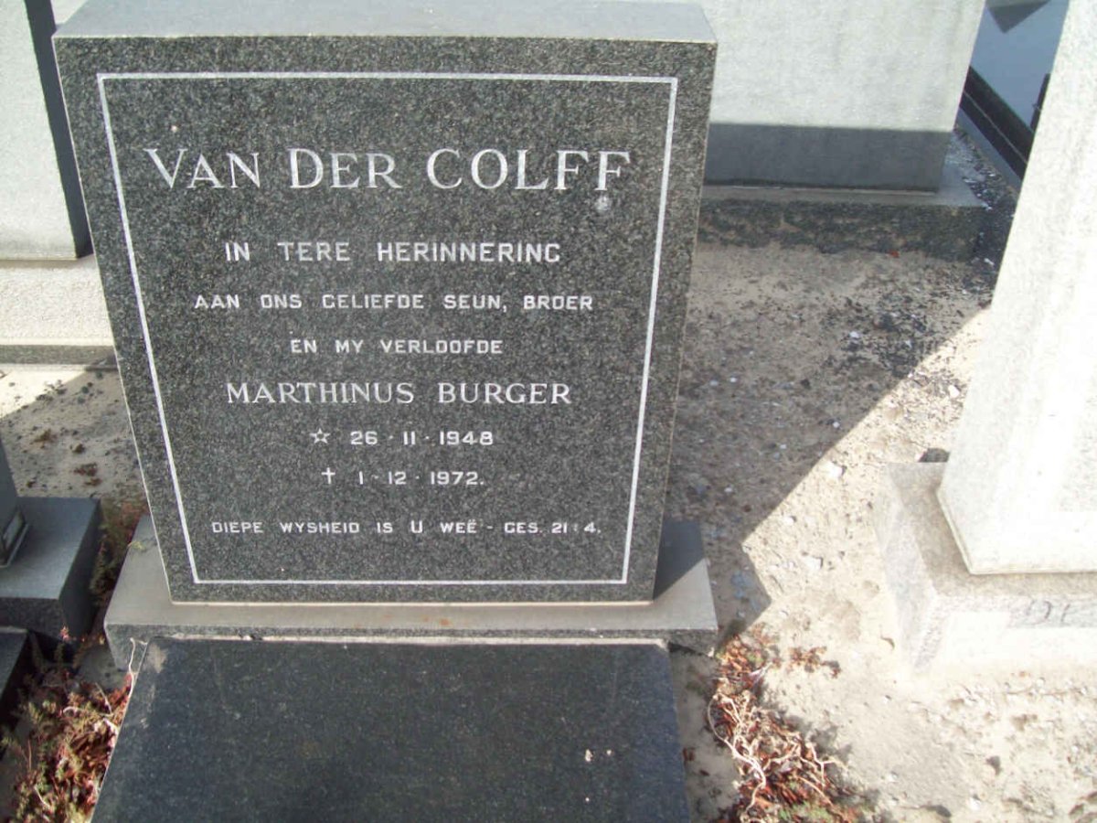 COLFF Marthinus Burger, van der 1948-1972