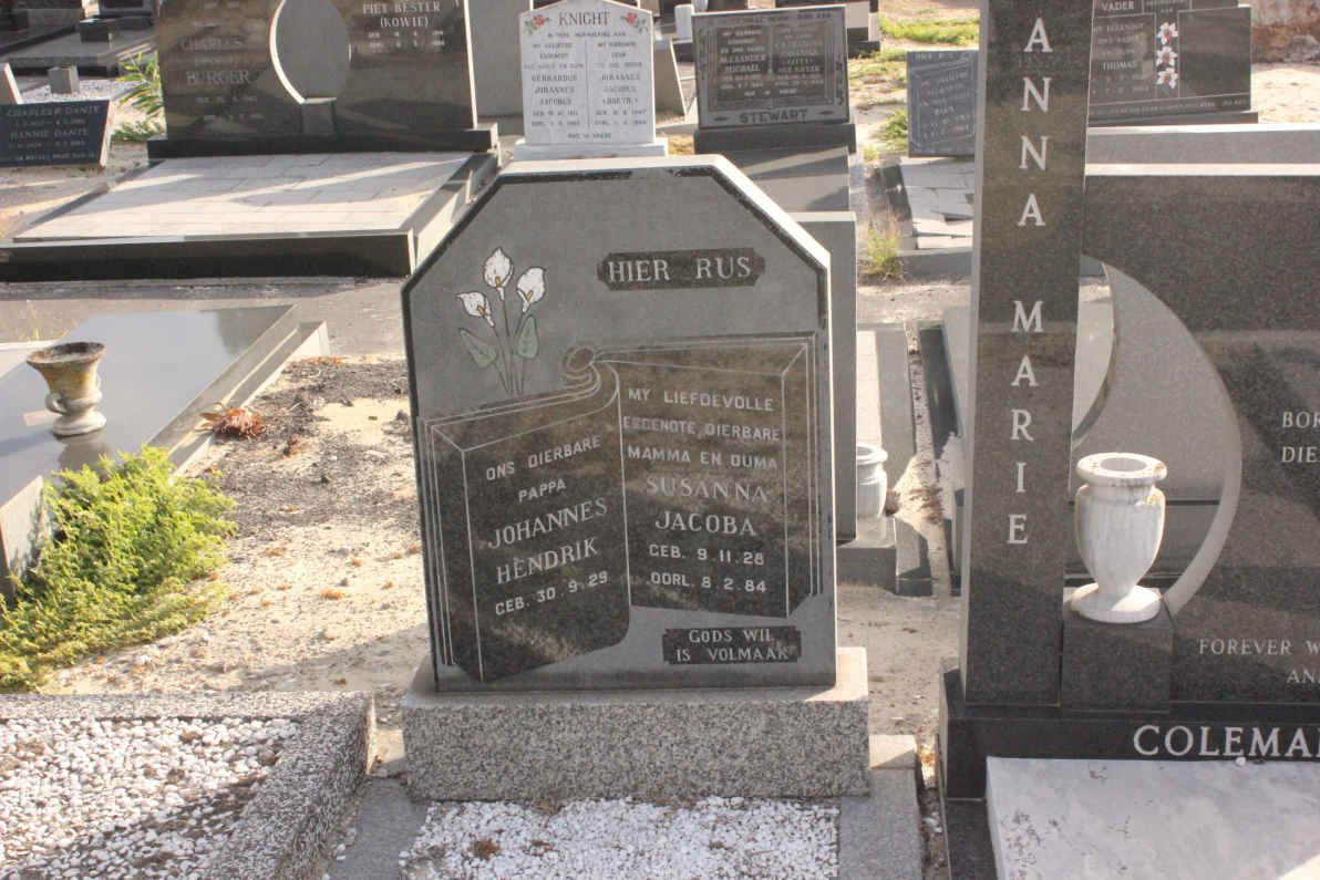 COETZEE Johannes Hendrik 1929- &amp; Susanna Jacoba 1928-1984