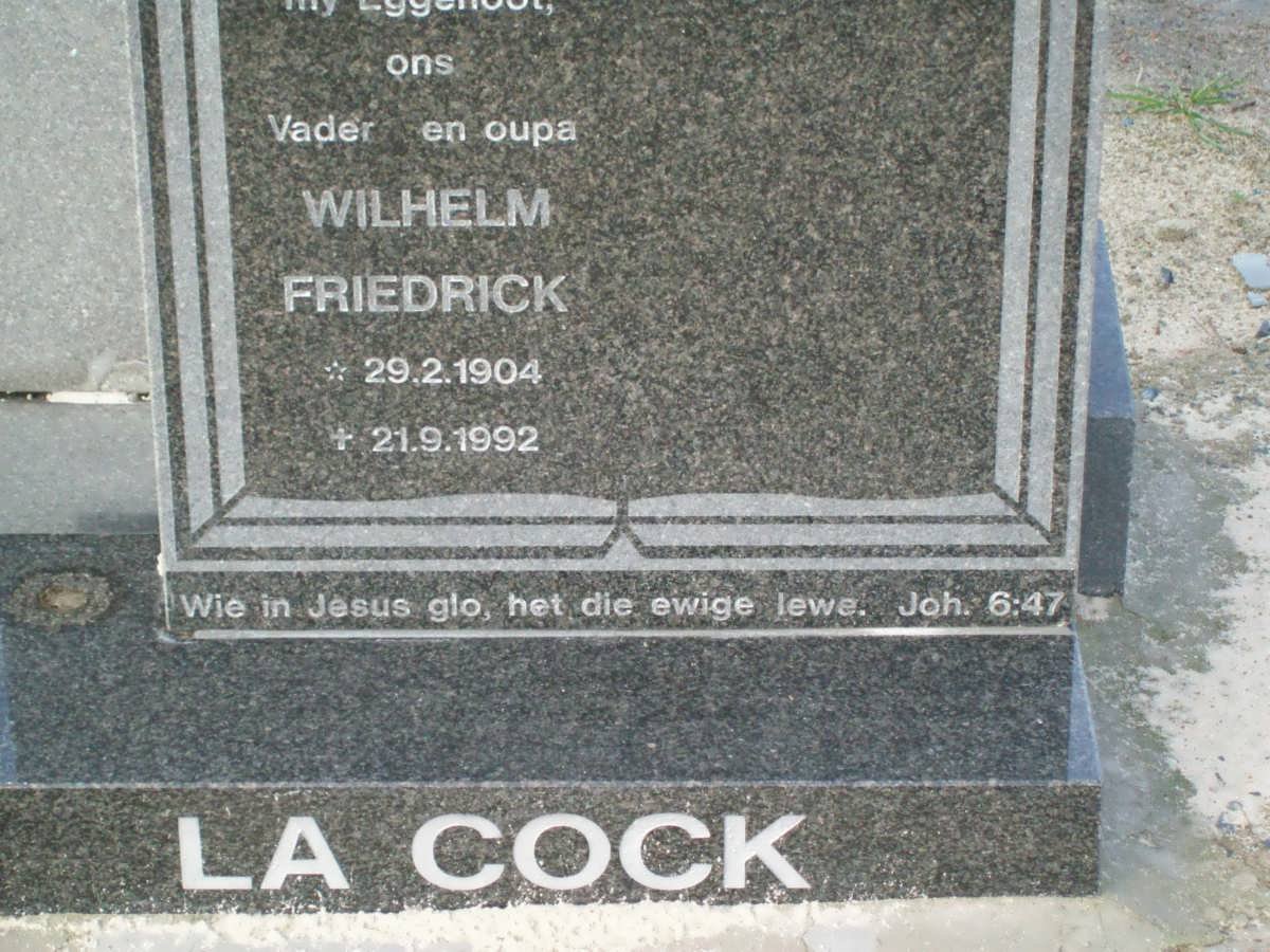 COCK Wilhelm Friedrick, la 1904-1992
