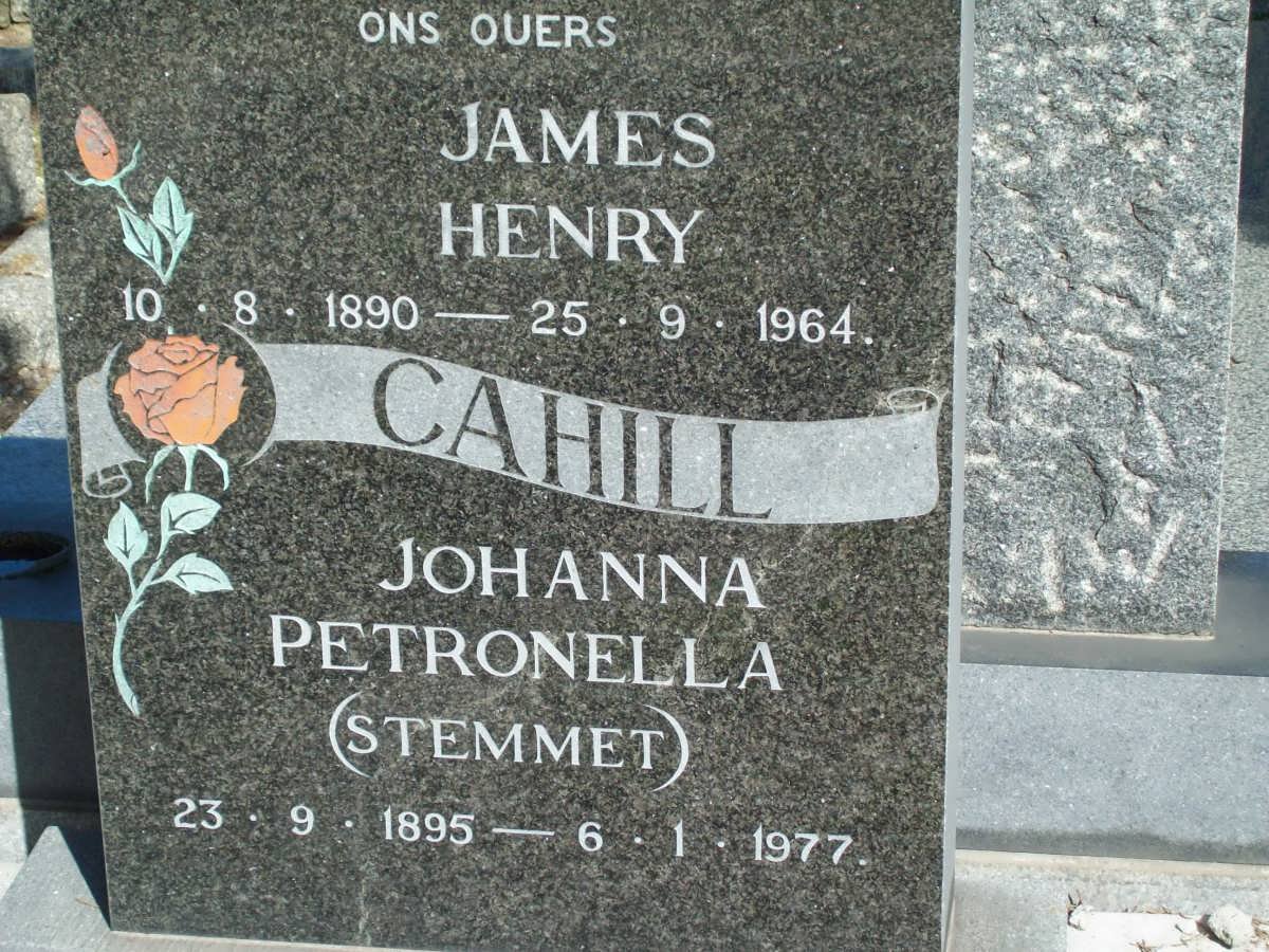 CAHILL James Henry 1890-1964 &amp; Johanna Petronella STEMMET 1895-1977