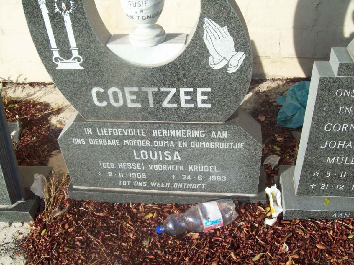 COETZEE Louisa formerly KRUGEL nee HESSE 1909-1993
