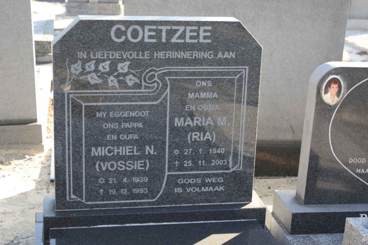 COETZEE Michiel N. 1939-1993 &amp; Maria M. 1940-2003