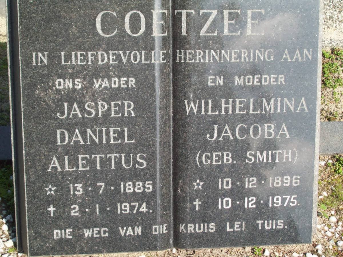 COETZEE Jasper Daniel Alettus 1885-1974 &amp; Wilhelmina Jacoba SMITH 1896-1975