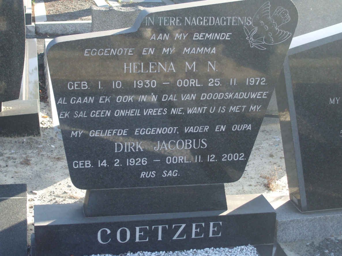 COETZEE Dirk Jacobus 1926-2002 &amp; Helena M.N. 1930-1972