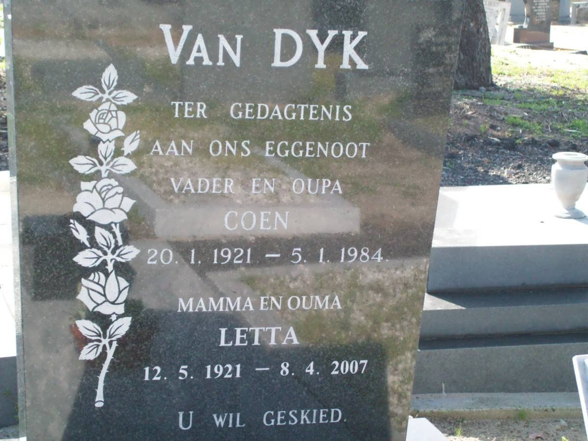 DYK Coen, van 1921-1984 &amp; Letta 1921-2007